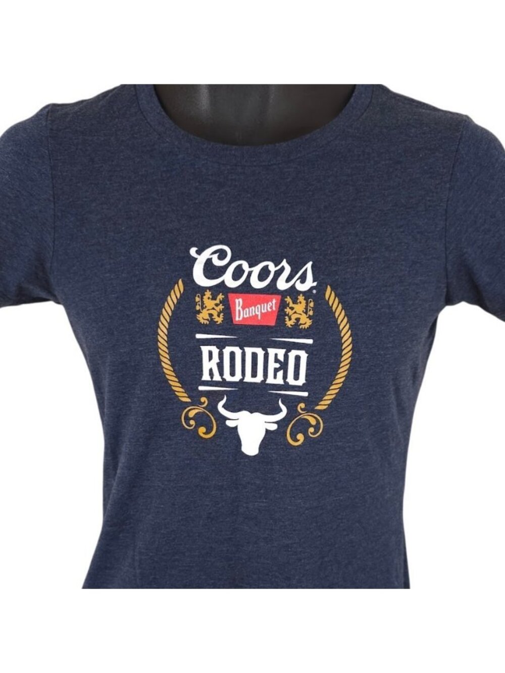 Coors Banquet Rodeo T Shirt Womens Size Small Blue Beer Breweriana